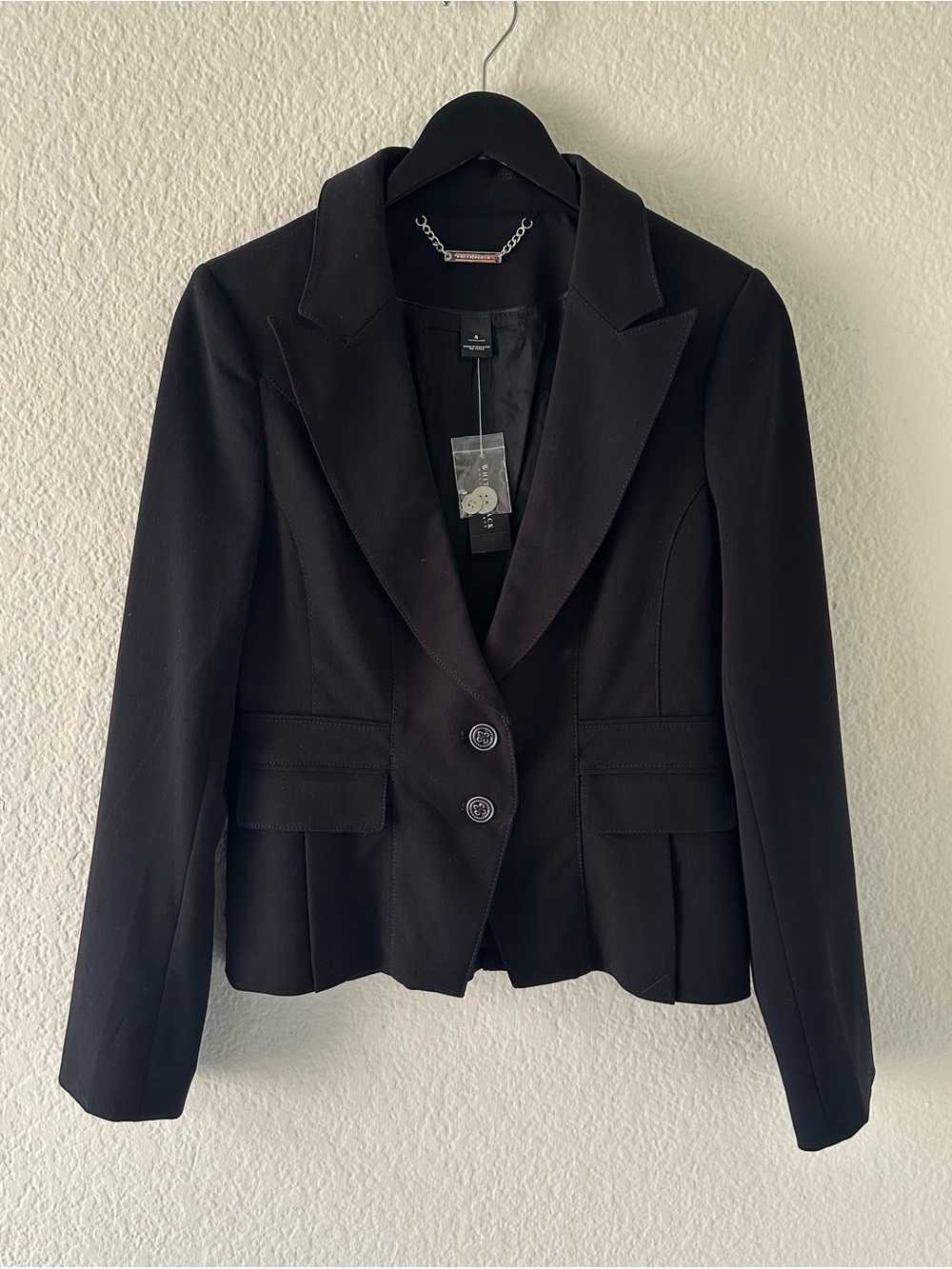White House Black Market Black Peplum Button Blazer